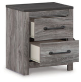 Bronyan King Panel Bed with Mirrored Dresser, Chest and 2 Nightstands in Dark Gray from Ashley Furniture - Luna Furniture