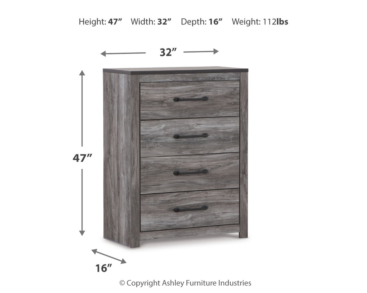 Bronyan King Panel Bed with Mirrored Dresser, Chest and 2 Nightstands in Dark Gray from Ashley Furniture - Luna Furniture