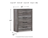 Bronyan King Panel Bed with Mirrored Dresser, Chest and 2 Nightstands in Dark Gray from Ashley Furniture - Luna Furniture