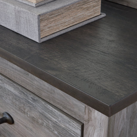 Bronyan King Panel Bed with Mirrored Dresser, Chest and 2 Nightstands in Dark Gray from Ashley - Luna Furniture