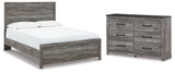 Bronyan Queen Panel Bed with Dresser in Dark Gray from Ashley - Luna Furniture