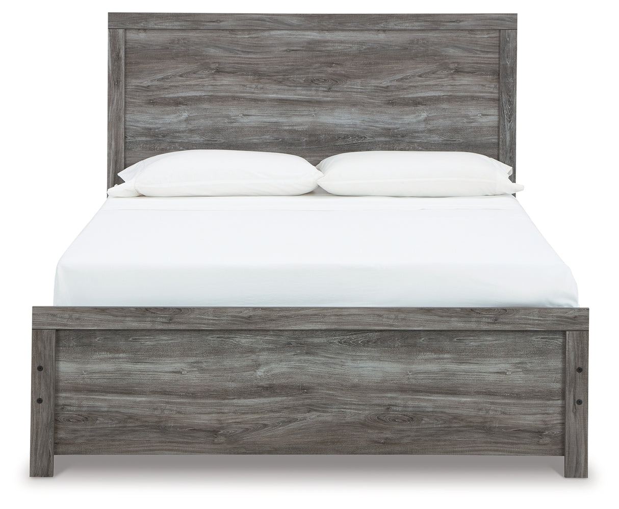 Bronyan Queen Panel Bed with Mirrored Dresser and 2 Nightstands in Dark Gray from Ashley - Luna Furniture