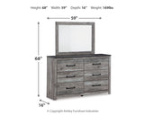 Bronyan Queen Panel Bed with Mirrored Dresser and 2 Nightstands in Dark Gray from Ashley - Luna Furniture