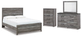 Bronyan Queen Panel Bed with Mirrored Dresser and Chest in Dark Gray from Ashley - Luna Furniture