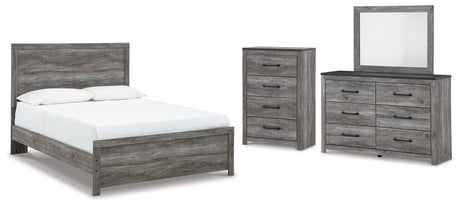 Bronyan Queen Panel Bed with Mirrored Dresser and Chest in Dark Gray from Ashley - Luna Furniture
