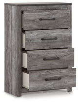 Bronyan Queen Panel Bed with Mirrored Dresser and Chest in Dark Gray from Ashley - Luna Furniture