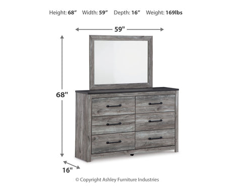 Bronyan Queen Panel Bed with Mirrored Dresser and Chest in Dark Gray from Ashley - Luna Furniture