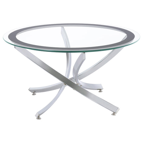 Brooke Chrome 2-Piece Round Glass Top Coffee Table Set from Coaster - Luna Furniture