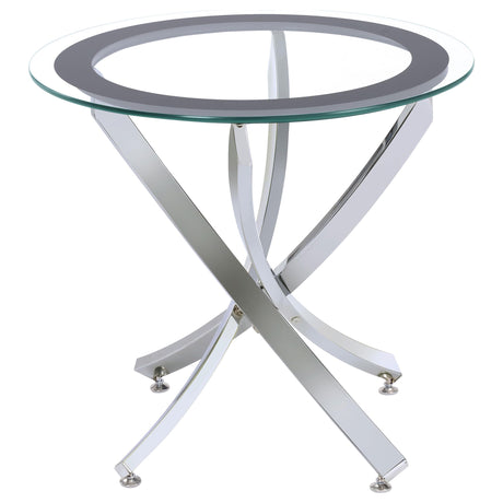 Brooke Chrome 2-Piece Round Glass Top Coffee Table Set from Coaster - Luna Furniture