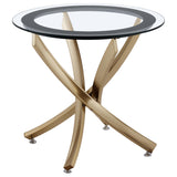 Brooke Rose Brass 3-Piece Round Coffee and End Table Set from Coaster - Luna Furniture