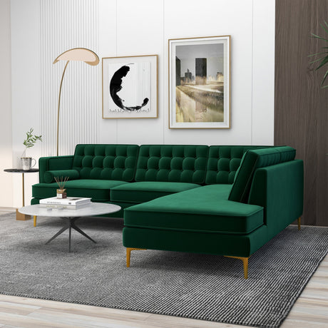 Brooke Green Sectional Sofa Right Facing Chaise from Ashcroft Furniture - Luna Furniture