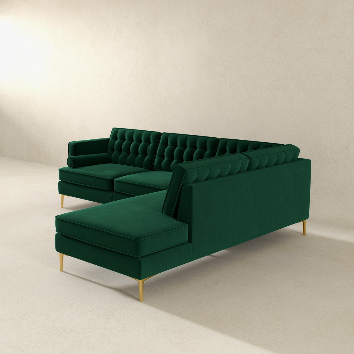 Brooke Green Sectional Sofa Right Facing Chaise from Ashcroft Furniture - Luna Furniture