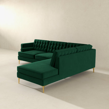 Brooke Green Sectional Sofa Right Facing Chaise from Ashcroft Furniture - Luna Furniture