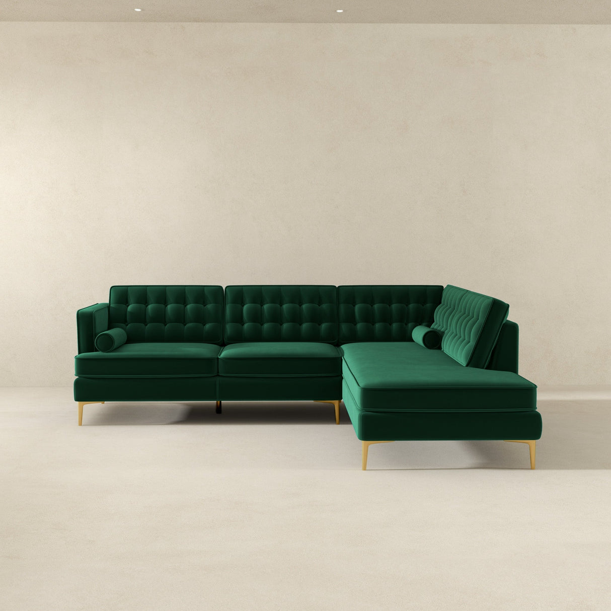 Brooke Green Sectional Sofa Right Facing Chaise from Ashcroft Furniture - Luna Furniture