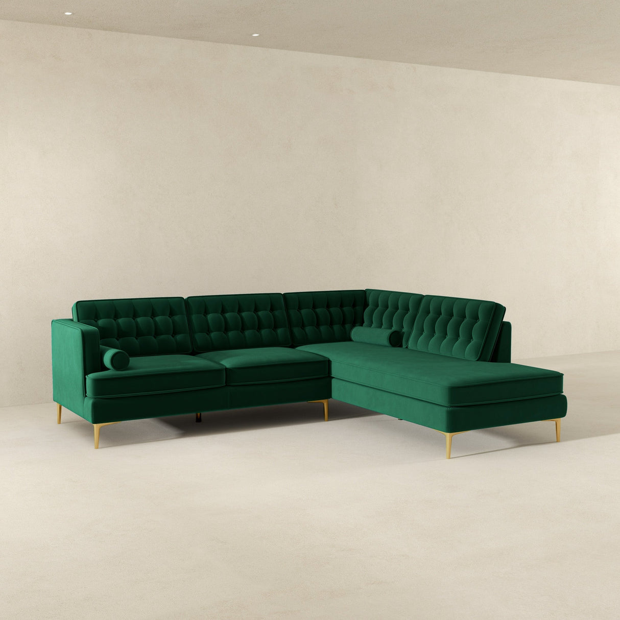 Brooke Green Sectional Sofa Right Facing Chaise from Ashcroft Furniture - Luna Furniture