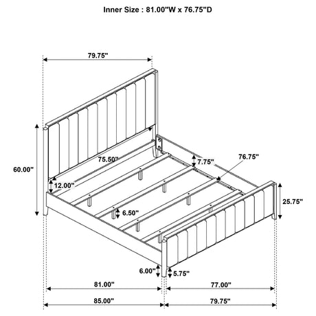Brookmead Black 60-inch Upholstered Eastern King Bed from Coaster - Luna Furniture