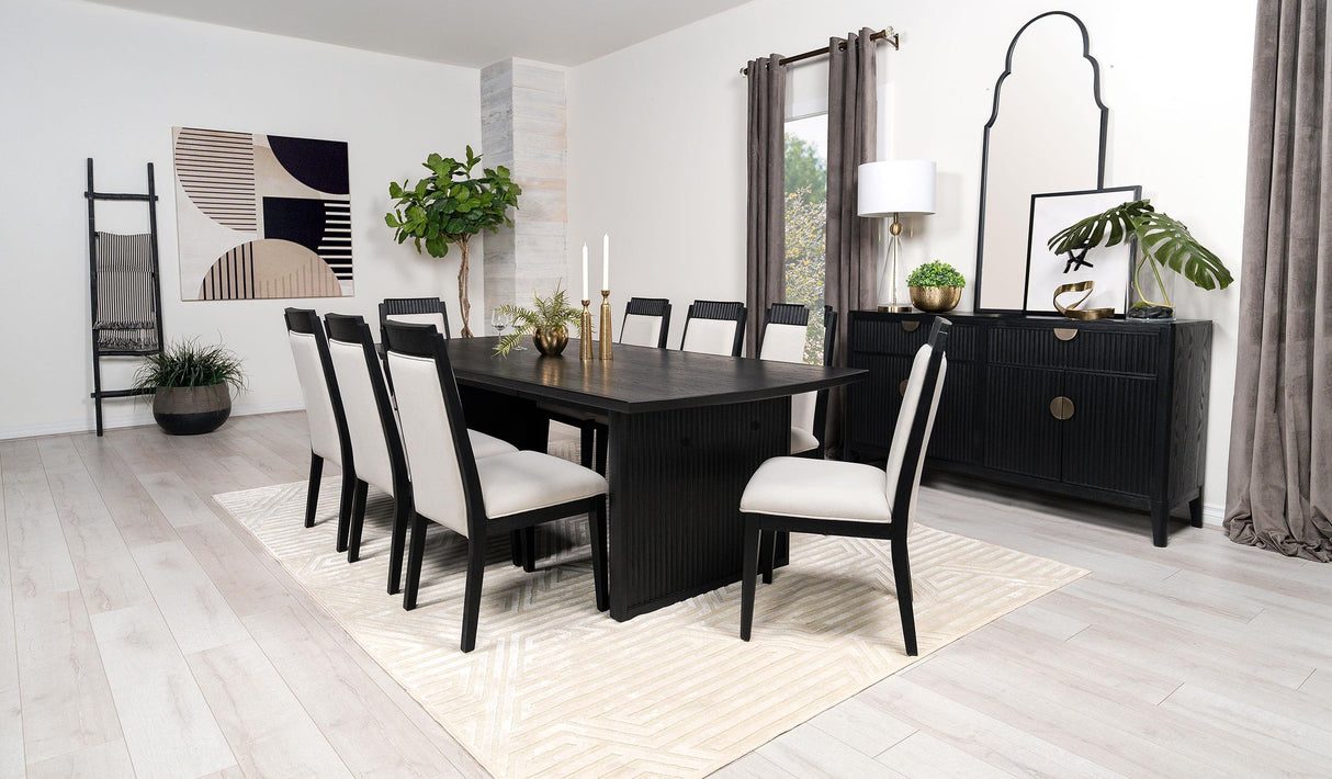 Brookmead Black 9-Piece Extension Leaf Dining Table Set from Coaster - Luna Furniture