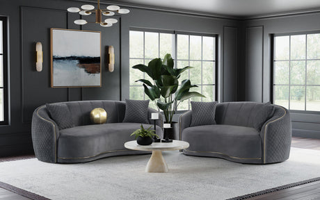 Brookside Dark Gray 2-Piece Velvet Upholstered Sofa Set from Coaster - Luna Furniture