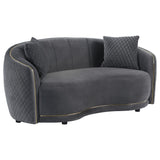 Brookside Dark Gray Velvet Upholstered Curved Loveseat from Coaster - Luna Furniture
