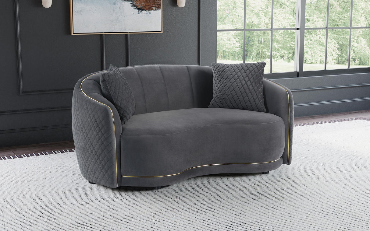 Brookside Dark Gray Velvet Upholstered Curved Loveseat from Coaster - Luna Furniture