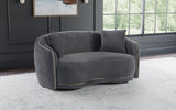 Brookside Dark Gray Velvet Upholstered Curved Loveseat from Coaster - Luna Furniture