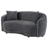 Brookside Dark Gray Velvet Upholstered Curved Loveseat from Coaster - Luna Furniture