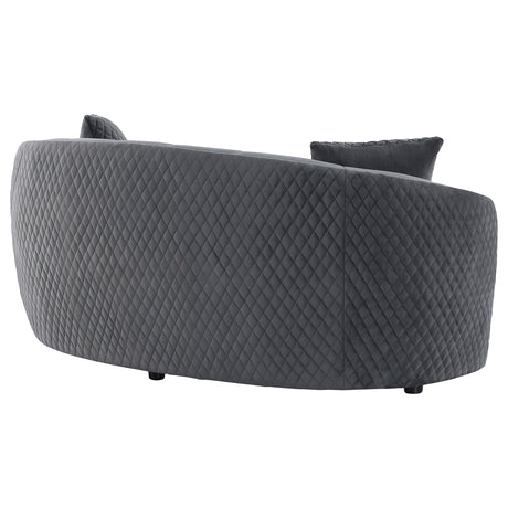 Brookside Dark Gray Velvet Upholstered Curved Loveseat from Coaster - Luna Furniture