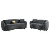 Brookside Dark Gray Velvet Upholstered Curved Loveseat from Coaster - Luna Furniture
