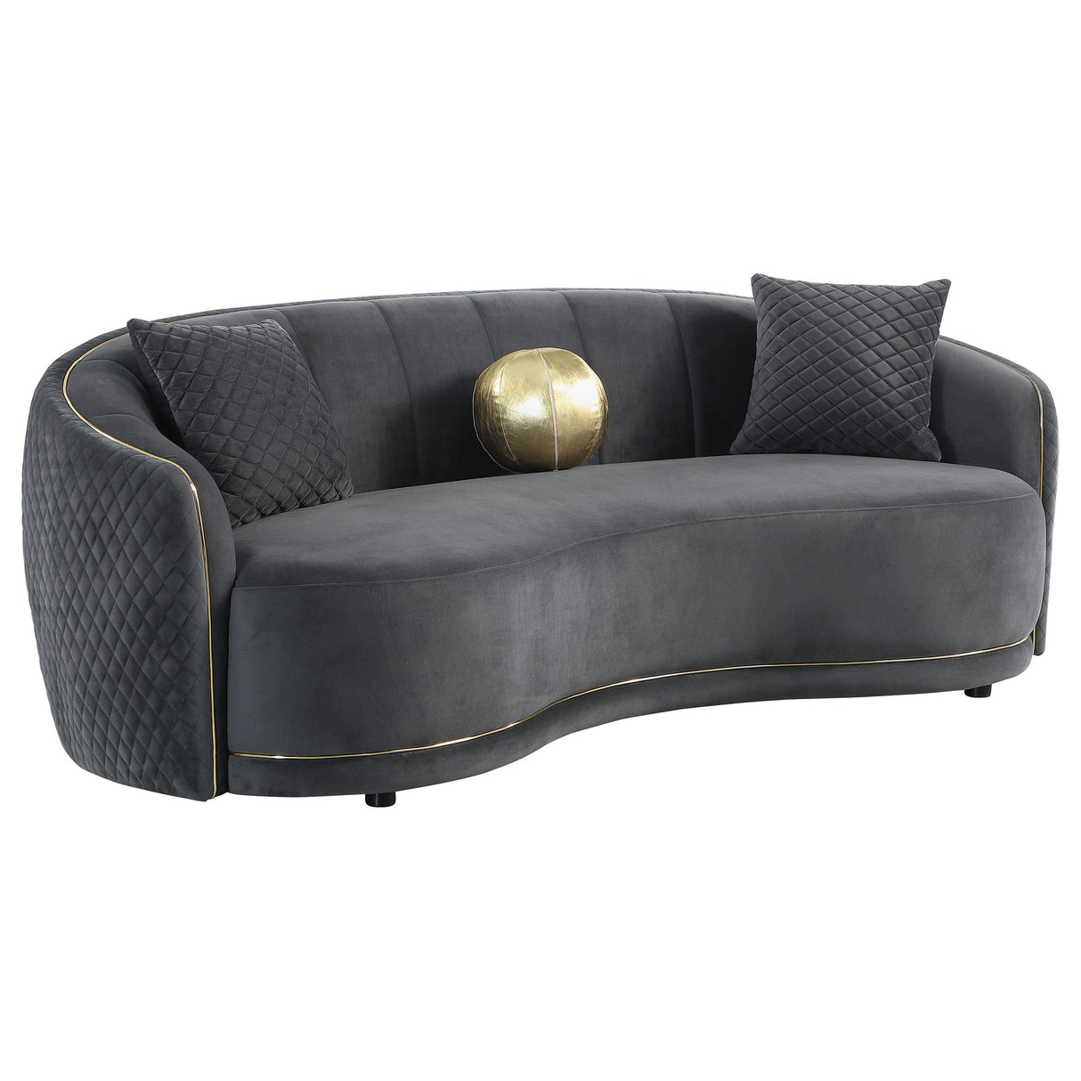 Brookside Dark Gray Velvet Upholstered Curved Sofa from Coaster - Luna Furniture