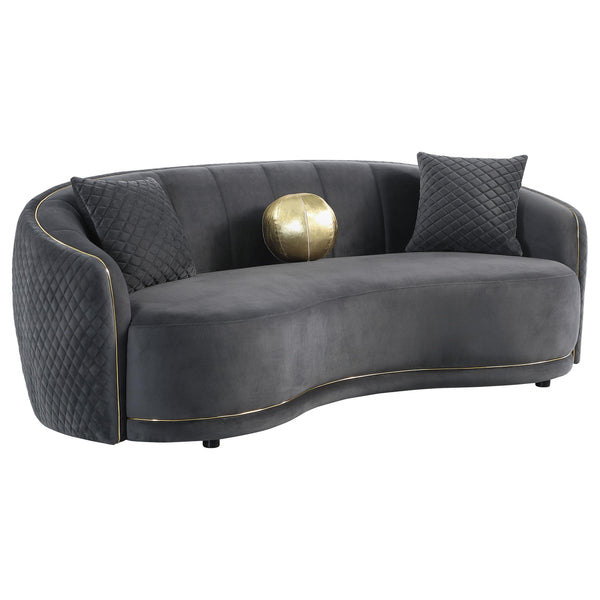 Brookside Dark Gray Velvet Upholstered Curved Sofa