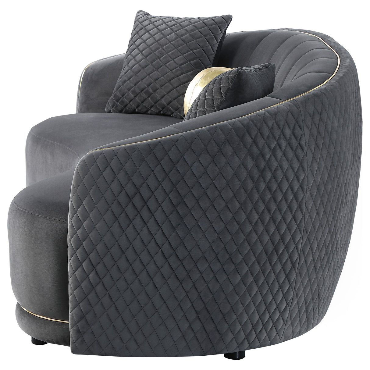 Brookside Dark Gray Velvet Upholstered Curved Sofa from Coaster - Luna Furniture