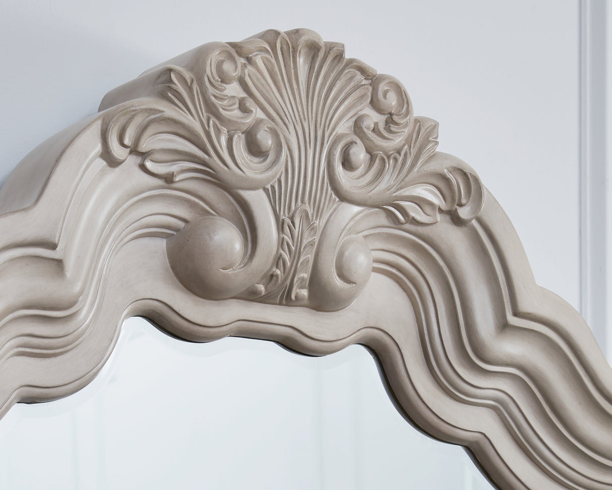 Bruchandi Antique White Dresser and Mirror from Ashley Furniture - Luna Furniture