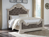 Bruchandi Antique White King Upholstered Panel Bed from Ashley - Luna Furniture