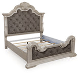 Bruchandi Antique White King Upholstered Panel Bed from Ashley - Luna Furniture