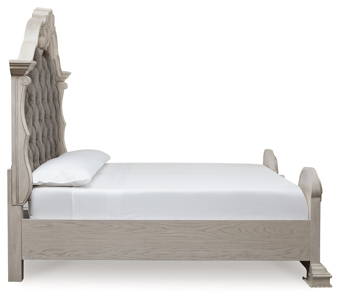 Bruchandi Antique White King Upholstered Panel Bed from Ashley - Luna Furniture