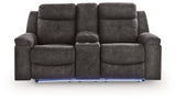 Brysonview Charcoal Reclining Loveseat with Console from Ashley Furniture - Luna Furniture
