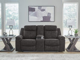 Brysonview Charcoal Reclining Loveseat with Console from Ashley Furniture - Luna Furniture