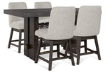 Burkhaus Dark Brown Counter Height Dining Table and 4 Barstools from Ashley - Luna Furniture