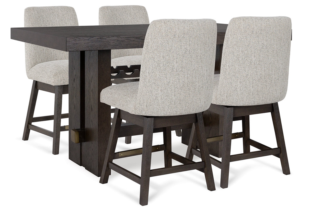 Burkhaus Dark Brown Counter Height Dining Table and 4 Barstools from Ashley - Luna Furniture