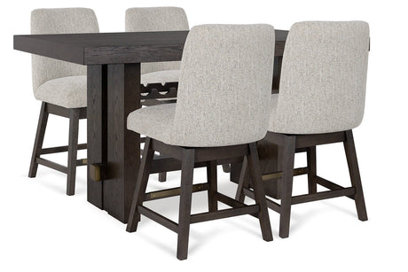 Burkhaus Dark Brown Counter Height Dining Table and 4 Barstools from Ashley - Luna Furniture