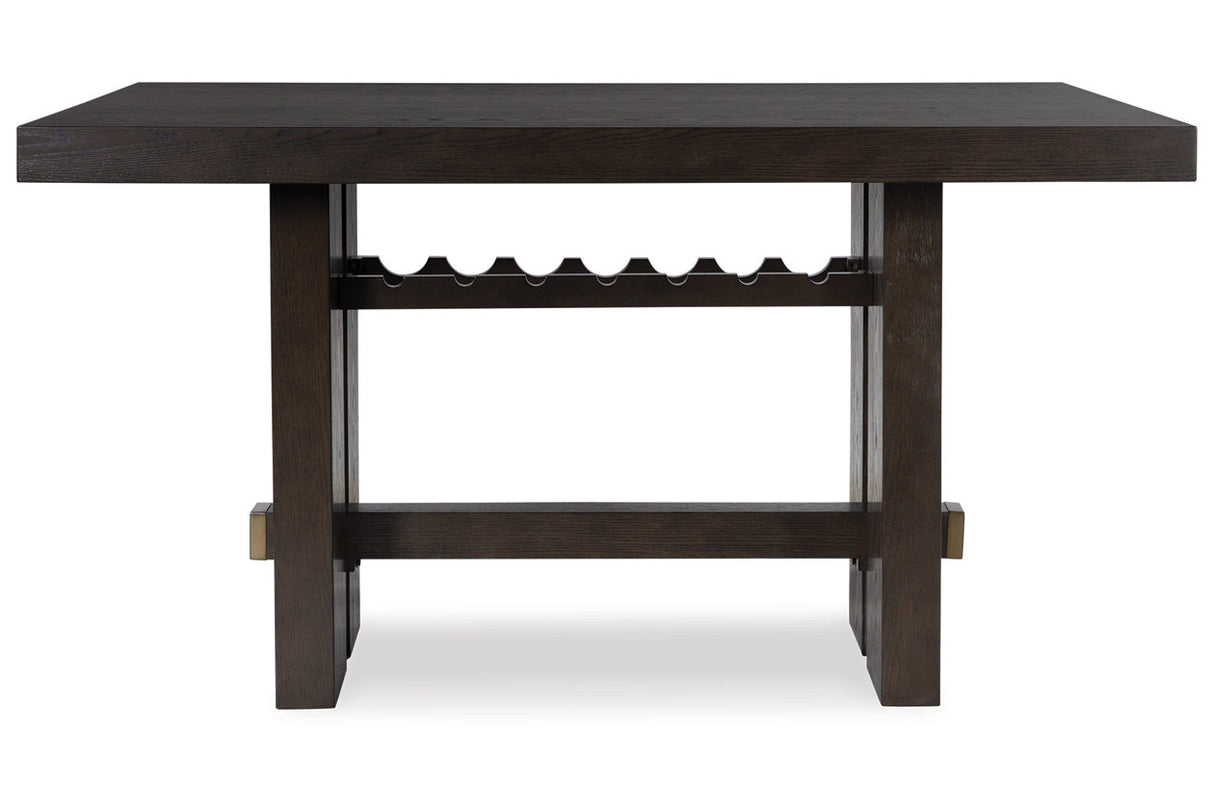 Burkhaus Dark Brown Counter Height Dining Table and 6 Barstools from Ashley - Luna Furniture