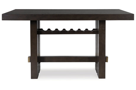 Burkhaus Dark Brown Counter Height Dining Table and 6 Barstools from Ashley - Luna Furniture