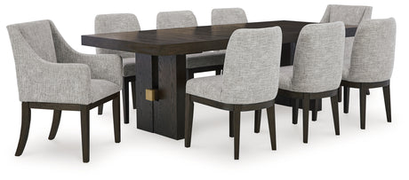 Burkhaus Dark Brown Dining Table and 8 Chairs from Ashley - Luna Furniture