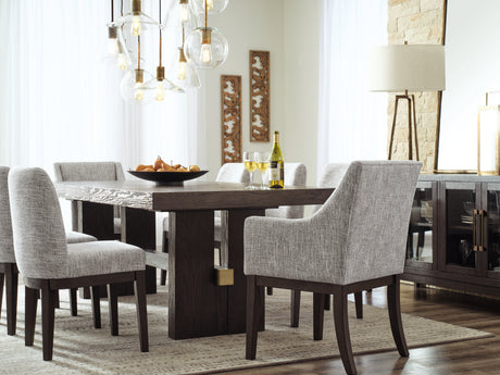 Burkhaus Dark Brown Dining Table and 8 Chairs from Ashley - Luna Furniture