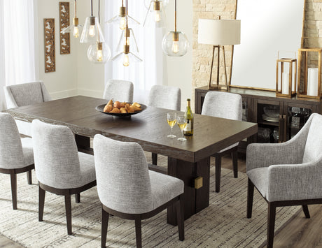 Burkhaus Dark Brown Dining Table and 8 Chairs from Ashley - Luna Furniture