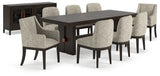 Burkhaus Dark Brown Dining Table and 8 Chairs with Server from Ashley - Luna Furniture