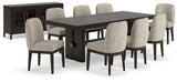 Burkhaus Dark Brown Dining Table and 8 Chairs with Server from Ashley - Luna Furniture