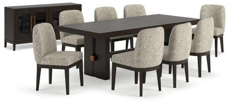 Burkhaus Dark Brown Dining Table and 8 Chairs with Server from Ashley - Luna Furniture