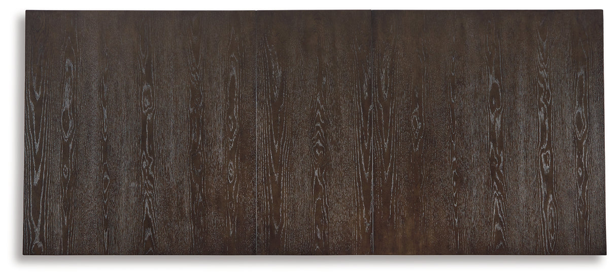 Burkhaus Dining Table and 8 Chairs with Storage in Dark Brown from Ashley - Luna Furniture