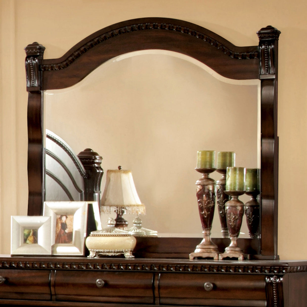 Burleigh Cherry Mirror (Mirror Only) from Furniture of America - Luna Furniture